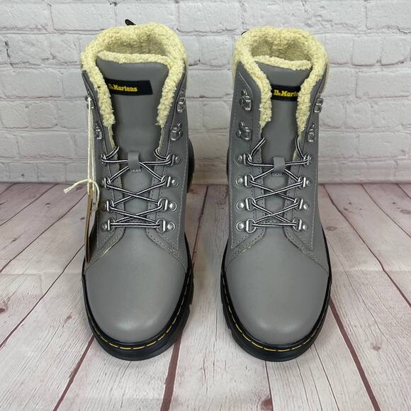 Dr. Martens Combs With Faux Fur Lined Utility Grey Boots Women’s Size 9 - Picture 7 of 12